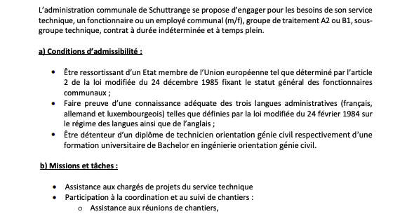 Fonctionnaire ou employé Communal m f Commune de