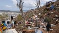 Suite au passage du cyclone Chido à Mayotte, en France, le 14 décembre 2024, les dégâts dans l'archipel sont considérables, comme ici dans le bidonville de Kaweni.